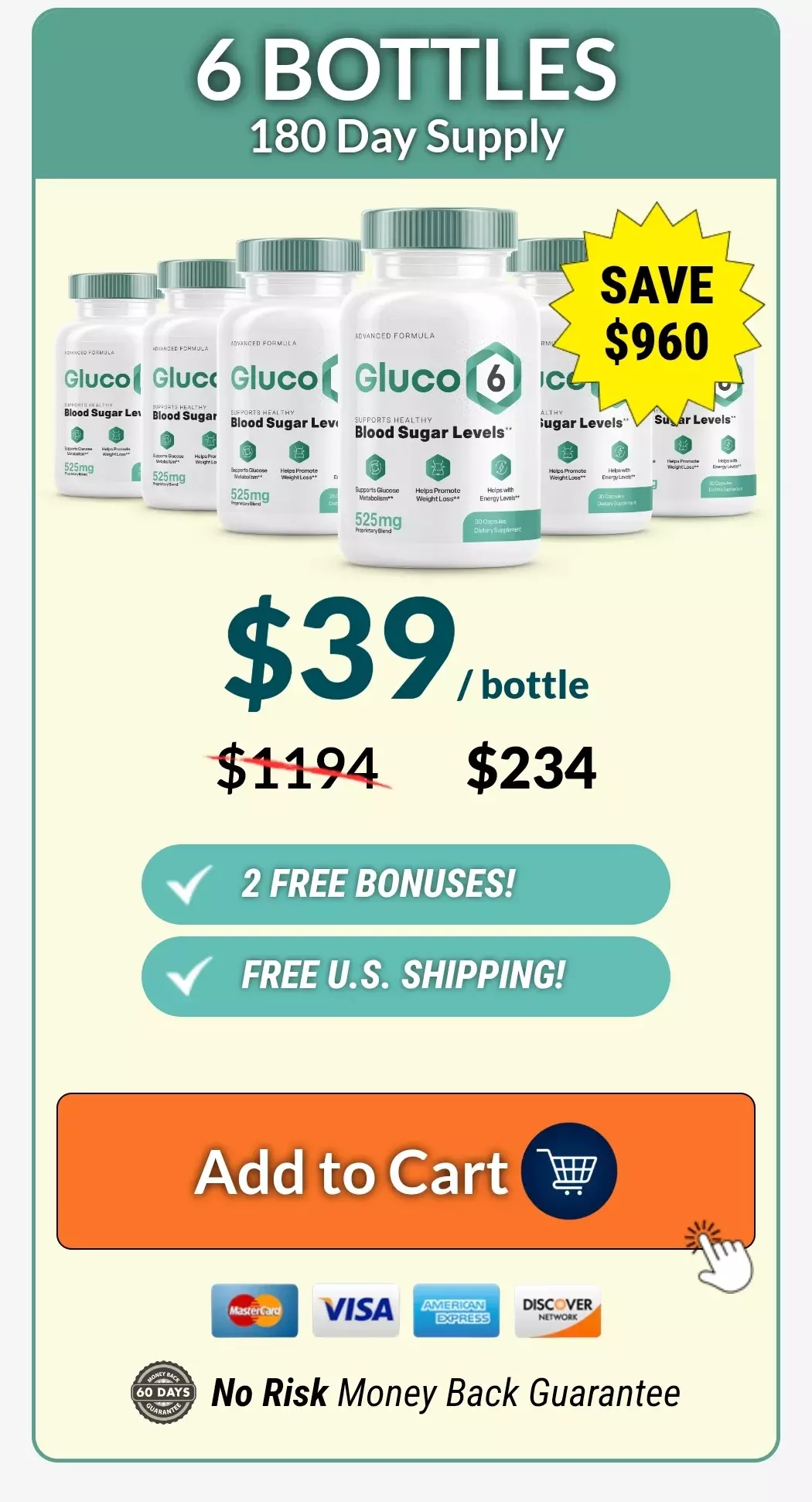 GlycoFix™ 6 bottles pricing